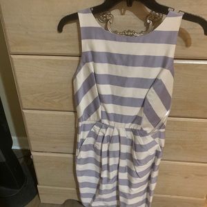 Blue and white striped dress